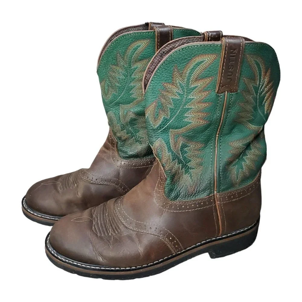 Justin Boots WK4670 - Stampede Blade Green Round Toe Wellington Work Boots